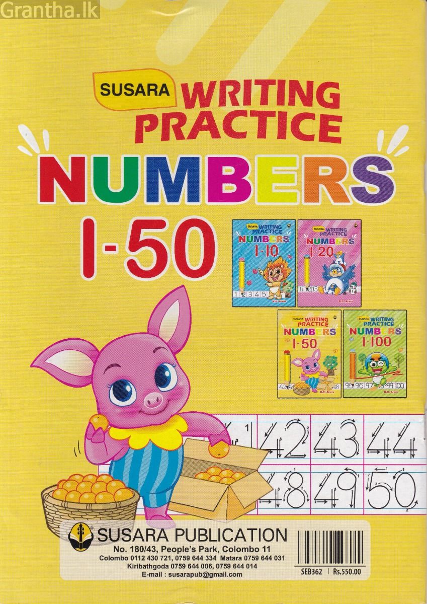 Numbers 1 to 50 - Writing Practice - Susara Publishers