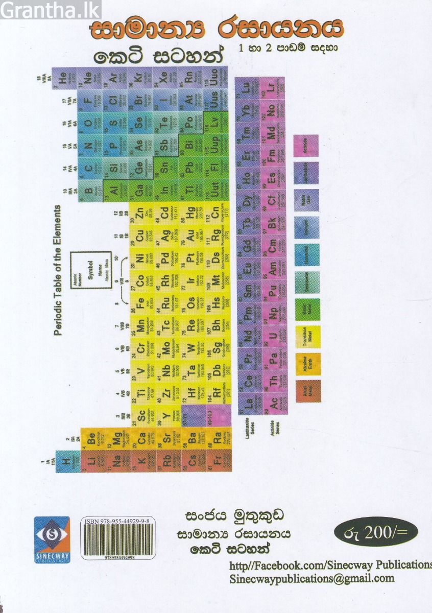 රසායන විද්‍යාව - සාමාන්‍ය රසායනය - කෙටි සටහන්